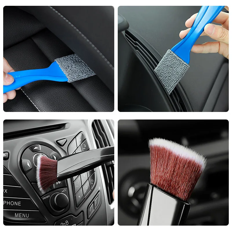 2 In 1 Car Dust Tool Cleaning Brush Accessories For Audi Sline A1 A2 A3 A4 A5 A6 A7 A8 Q1 Q2 Q3 Q4 Q5 Q6 Q7 Q8 TT C6 RS3 RS5 RS7