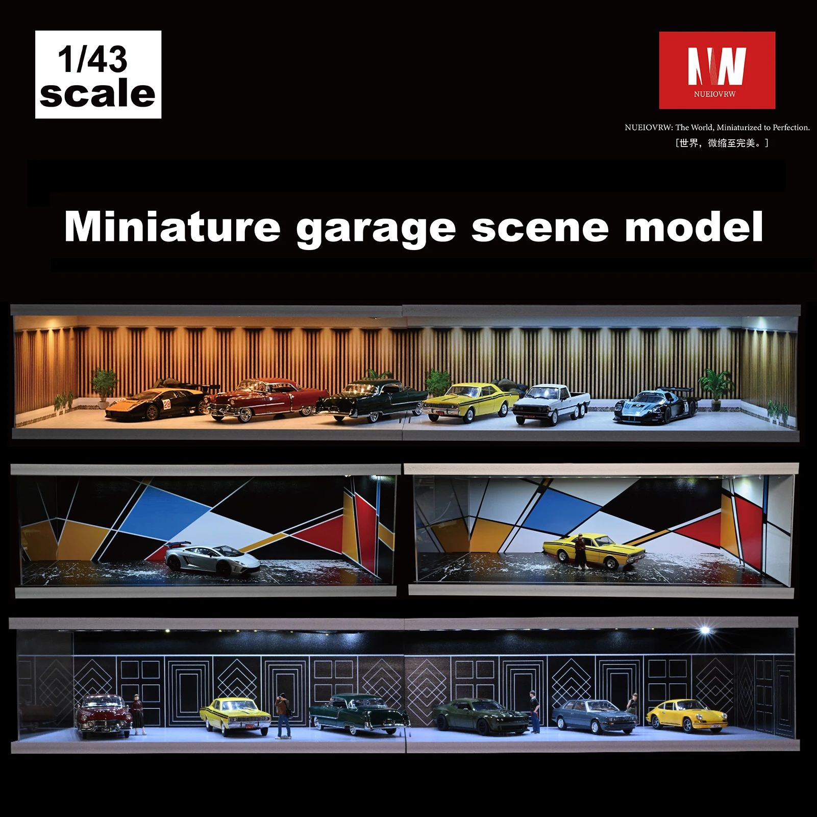 1/43 Diorama Diecast Garage Model LED Verlichting Stadsauto Showroom Parkeerplaats Scène Model Display Speelgoed