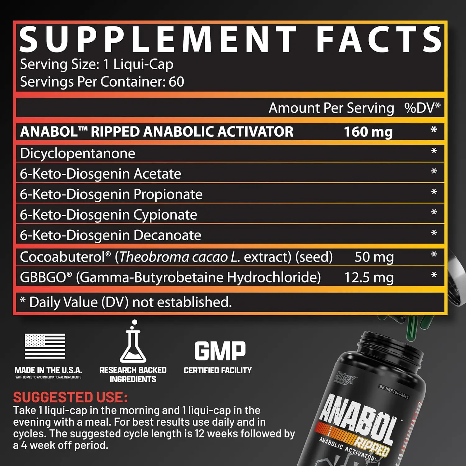 ANABOLIC Supplement, Muscle Builder, Pre-workout for Muscle Growth, Recovery, Immune Support