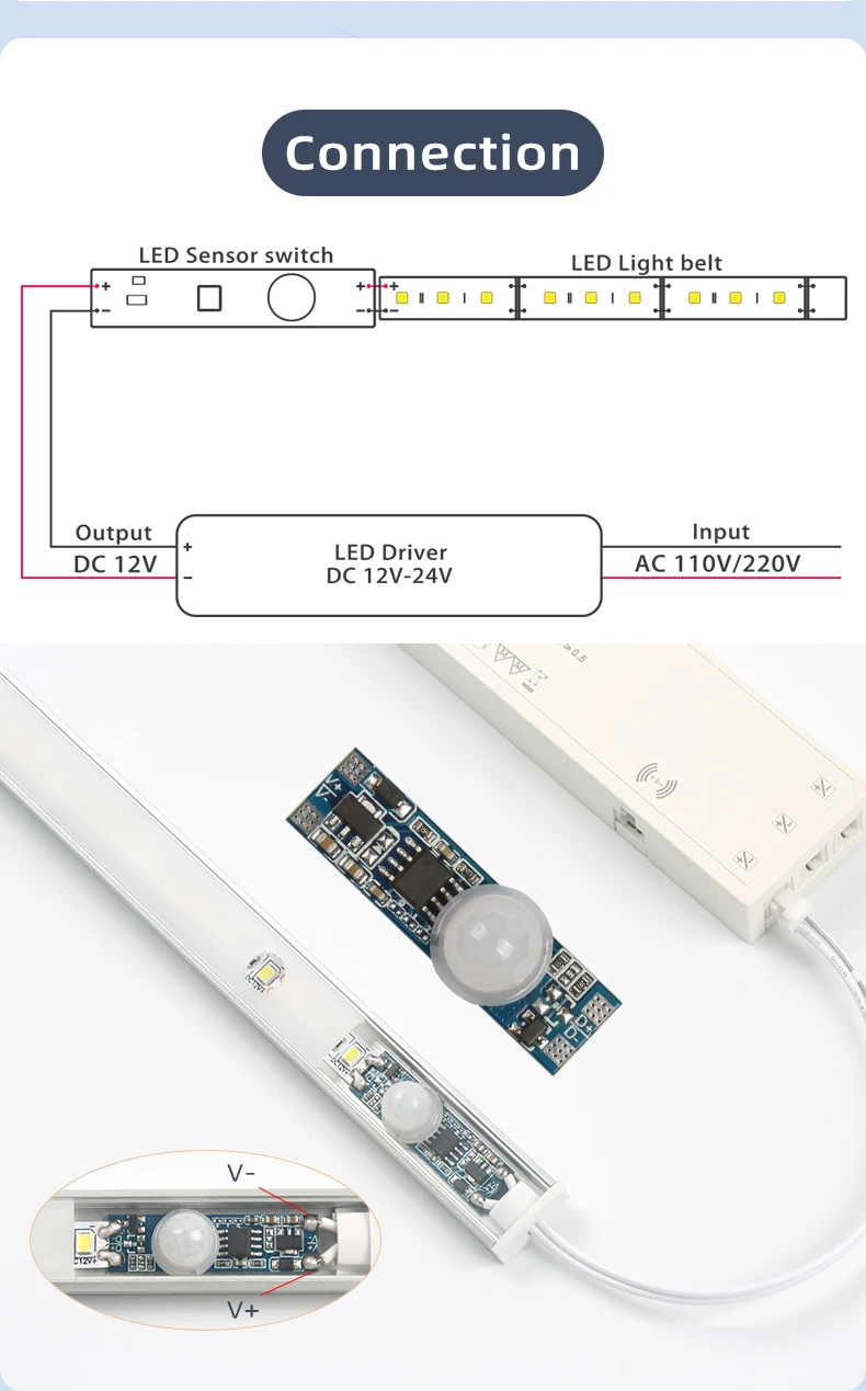 12V 24V PIR-Bewegungssensor-Schaltmodul LED-Streifenlicht Infrarotsensor Körperbewegungserkennung Automatisches Ein-/Ausschalten – Detail 5