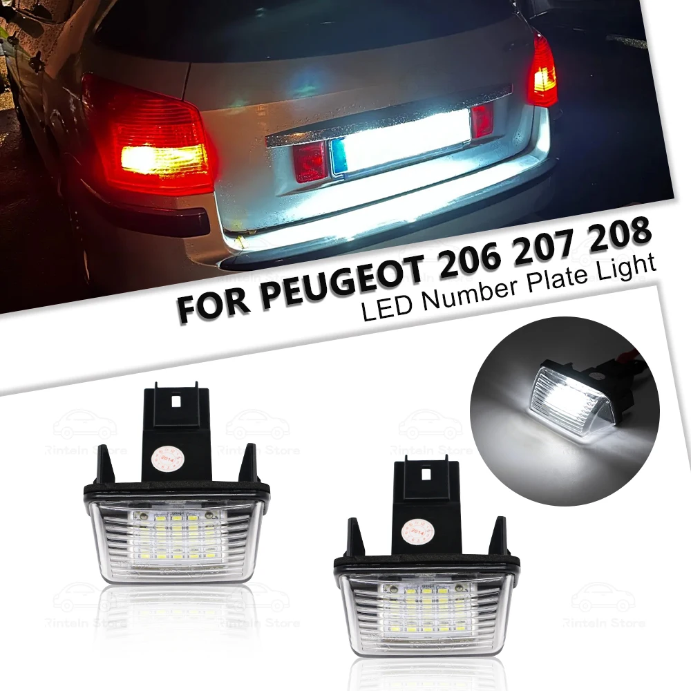 

2pcs LED Number Plate Light For Peugeot 206 207 306 307 308 406 407 5008 License Lamp For Citroen C3 C4 C5 Berlingo Picasso