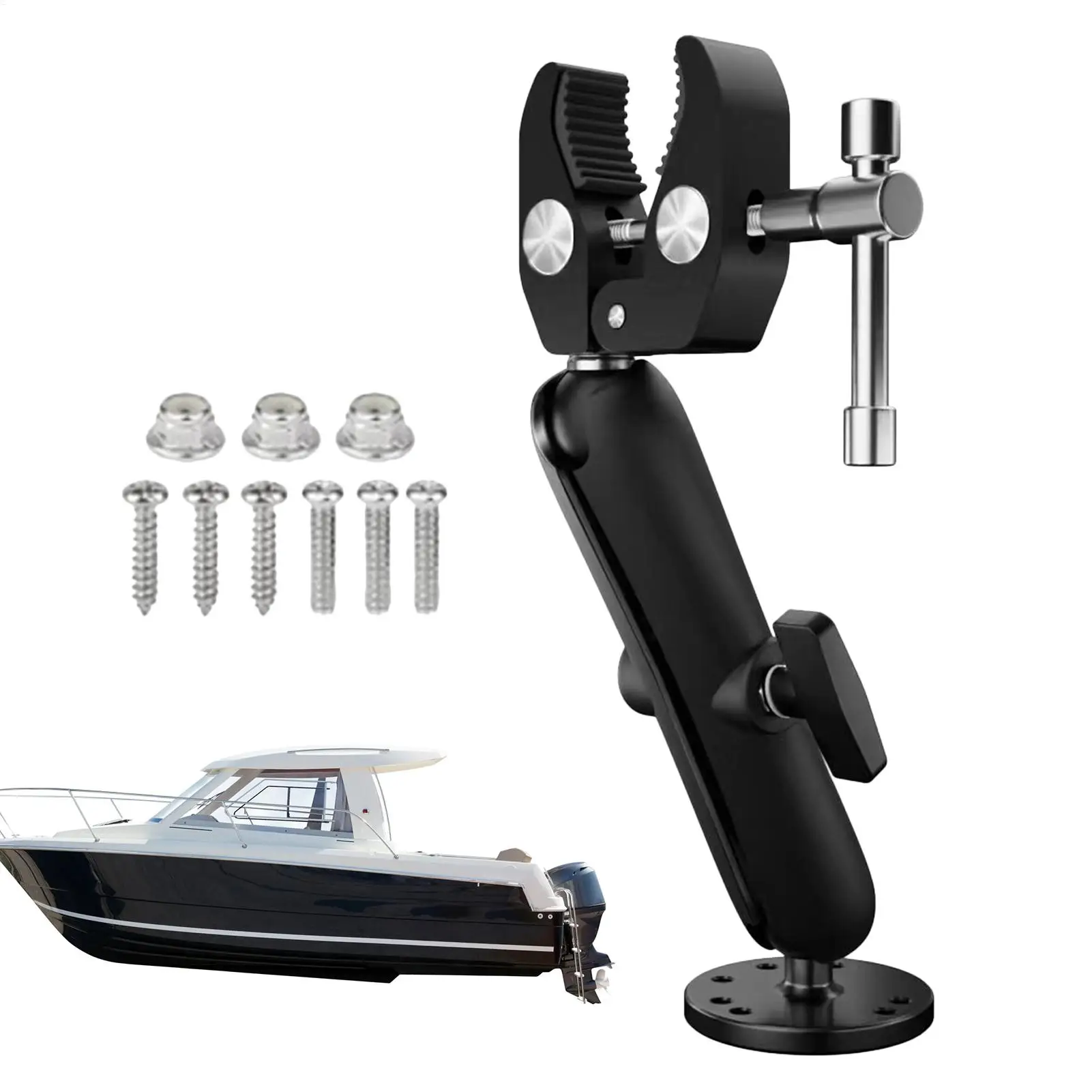 

360 Degree Adjustable Aluminum Alloy Trolling Motor Stabilizer Anti-Vibration Shaft Support Clamp For Kayaks & Boats