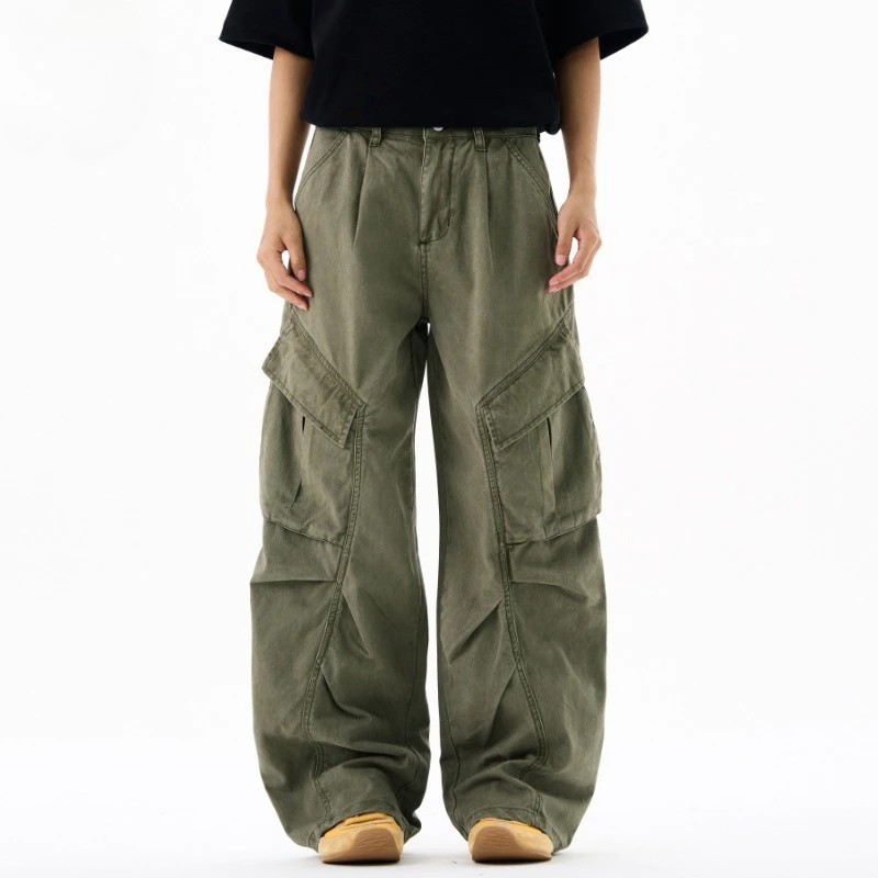 Street Retro Washed Overalls Men's 2026 Spring Loose Wide-leg Casual Trousers