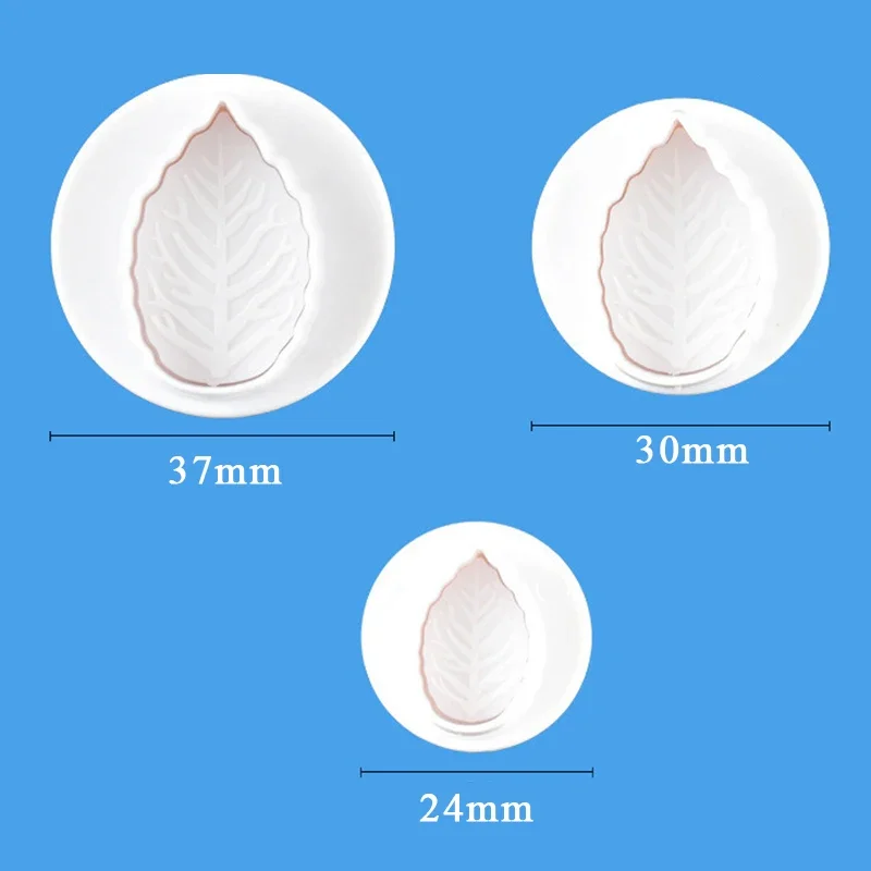 3pcs/Set Cake Rose Leaf Plunger Fondant Decorating Sugar Craft Mold Cutter Cake Decorating Pastry Cookie Tools