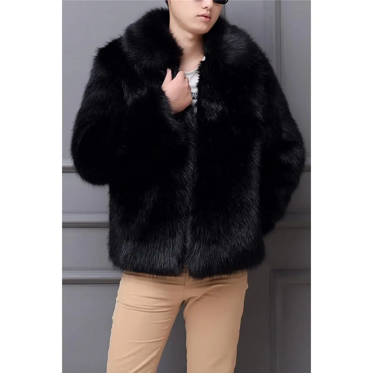 Winter New Men Faux Fur Coat Thickened Fox Sable Collar One Piece 2024 Korean Edition Men's Trend Jacket A233