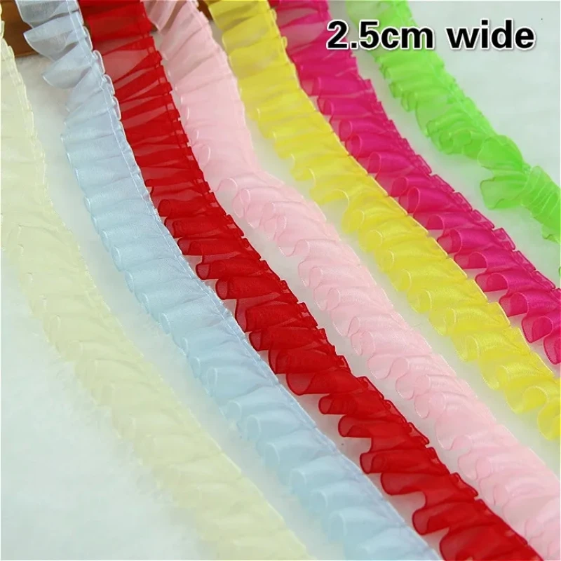 Hot Organza Encryption Crumpled Tulle Lace Ribbon DIY Toy Doll Pet Clothing Making Materials Children Clothes Baby Cradle Trim