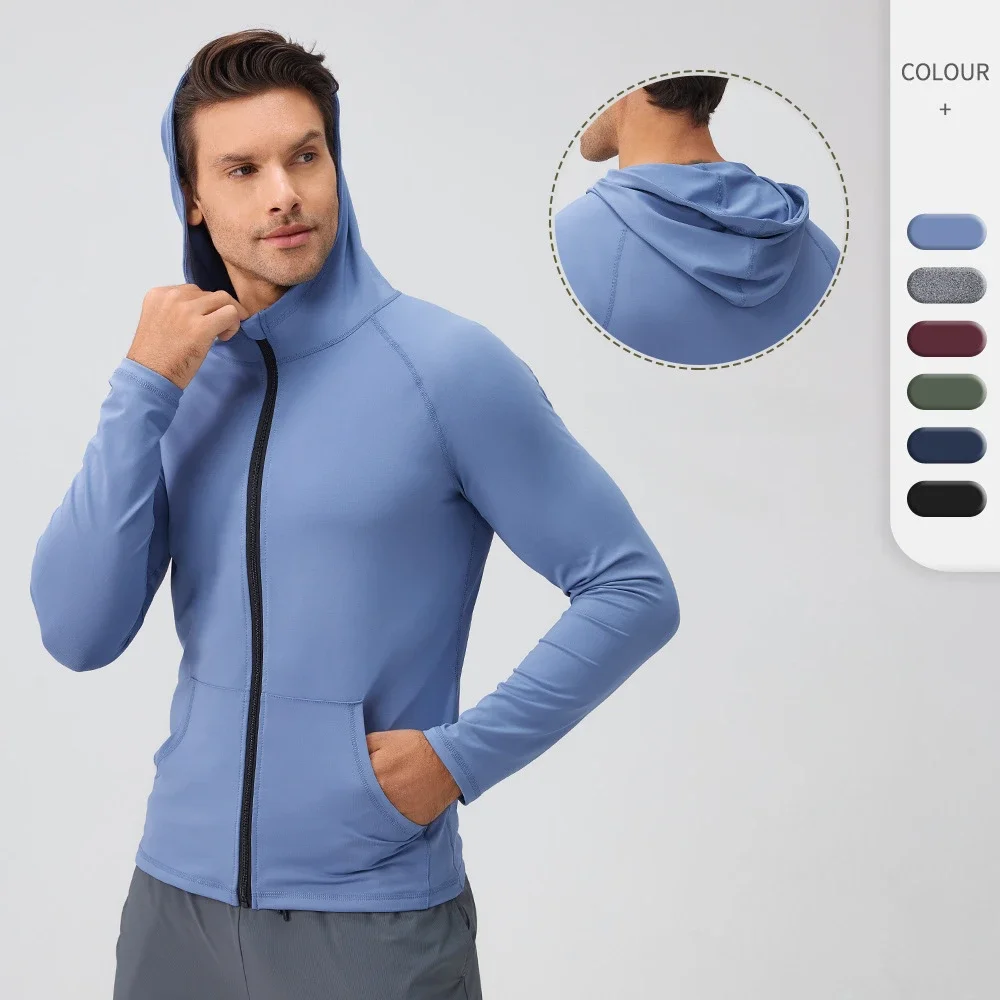 Men's Jackets Hooded Fleeced Clothing Men Gym Sportswear Zipper Fitness Clothing Quick-drying Running Training Coat Workout Tops