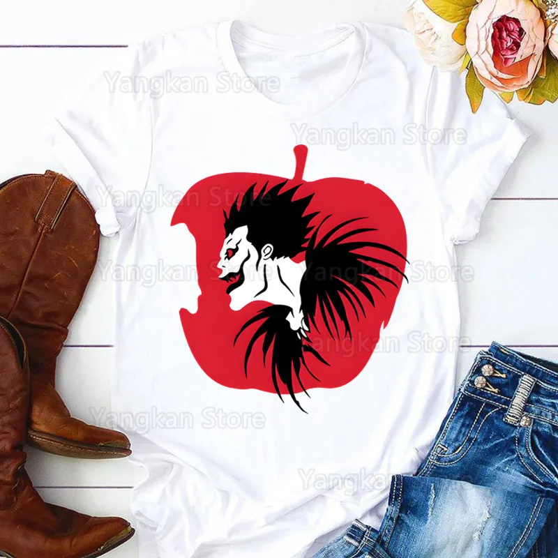 Kira Ryuk Death Note Damen T-Shirt Damen Casual O-Kragen Shirt Kurzarm Damen T-Shirt Grafik