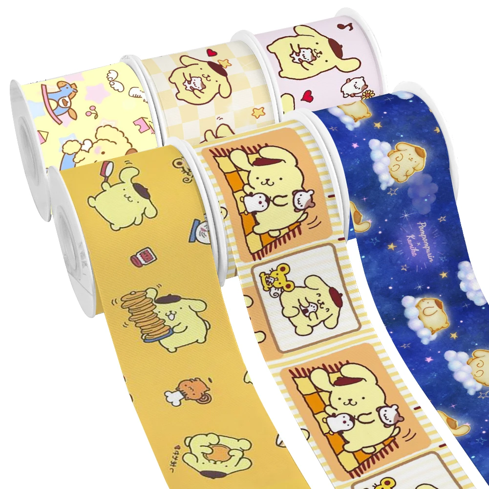 Japanese Sanrio Cartoon Pom Pom Purin Design Printed Grosgrain Satin Ribbon for Gift Wrapping Hair Bow 50 Yards