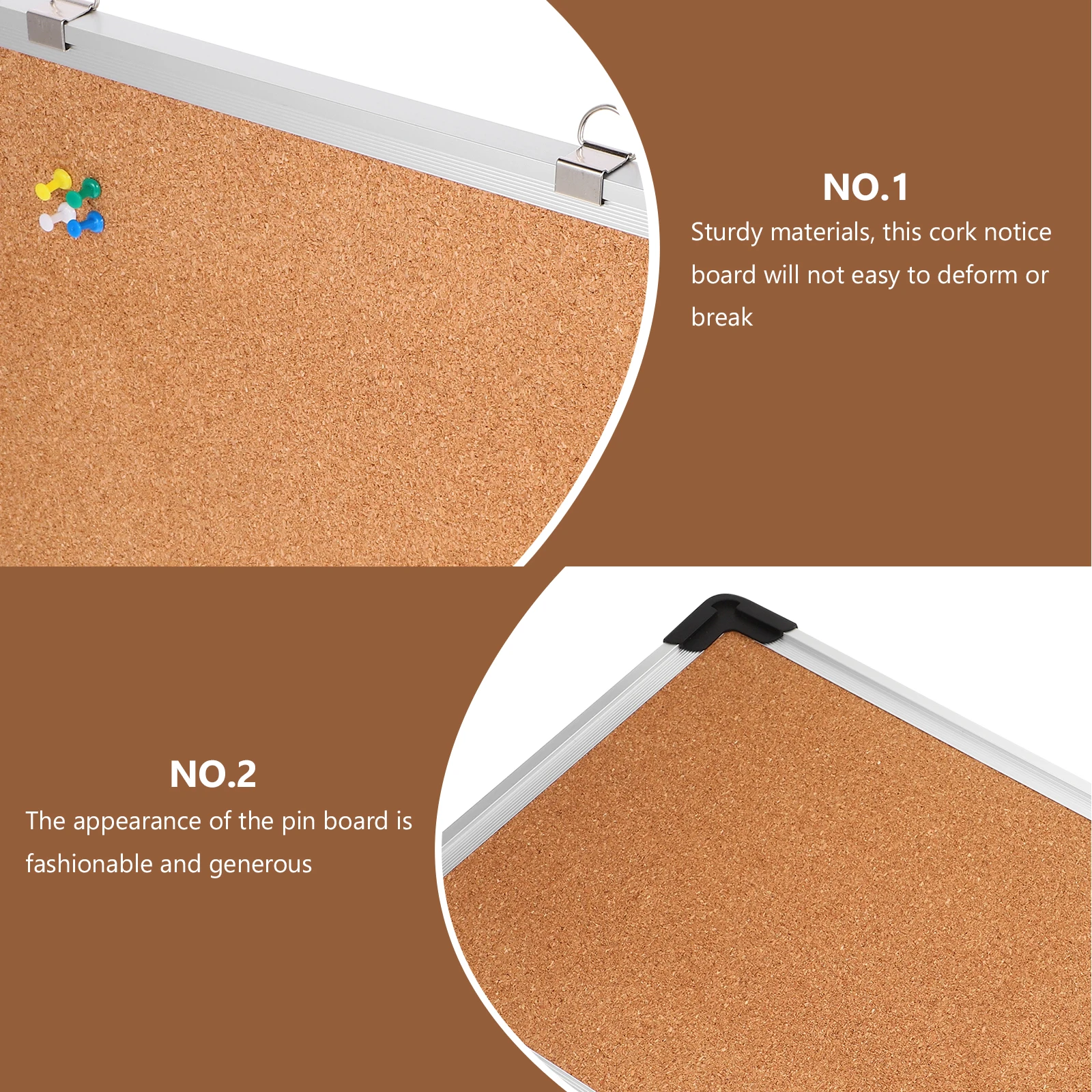 مجموعة واحدة من لوحة الفلين الصغيرة على الحائط لوحة رسائل إشعارات للمكتب والمنزل والمدرسة مع دبابيس ضغط مؤطرة عصرية #5