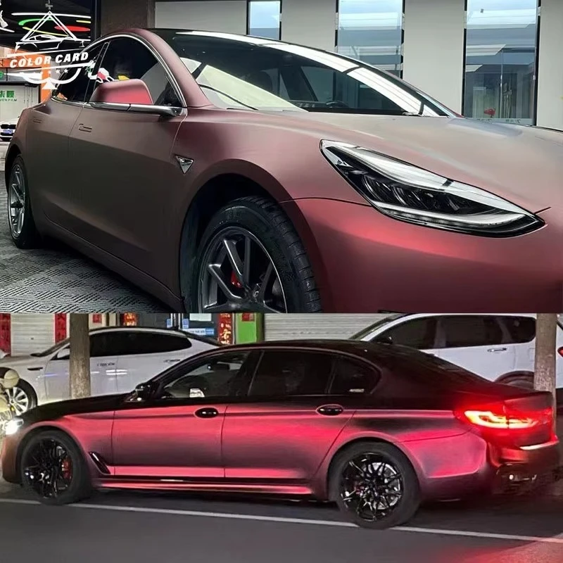 

PET Romani Red Vinil Automotriz Roll Adhesive Film Auto Wrap Satin Red Vinyl Wrap