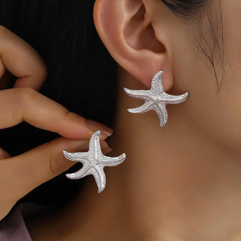 New Exaggeration Ocean Shell Texture Stud Earrings For Women Trendy Accessories Personalization Jewelry Earrings Daily Wear