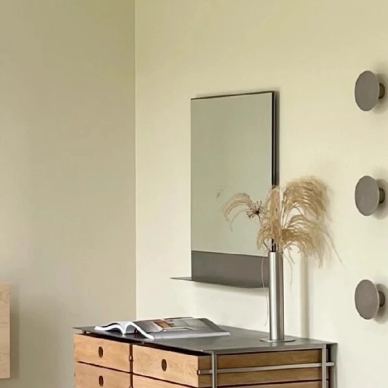 

Retro stainless steel square wall - mounted mirror with B&B style, for household bathroom basin and makeup
