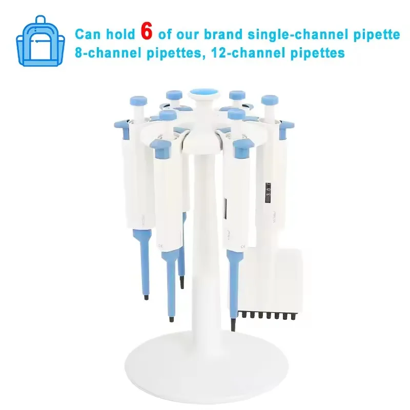 IKEME Laboratory Pipette Rack Round Rotating Pipette Holder For Placing 6 Pcs Adjustable Pipette Hot