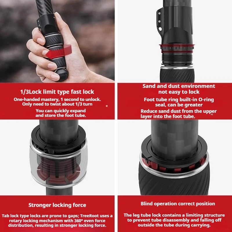 Ulanzi FALCAM TreeRoot السفر ترايبود قفل سريع Reuleaux مثلث حوض ألياف الكربون ترايبود الصلبة سويفت ترايبود للسفر في الهواء الطلق