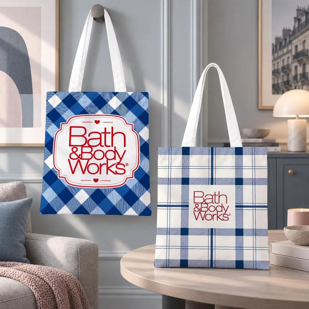 Popular Brand B-Bath & Body WorksS Storage Bags Eco Canvas Tote Odorless Reusable Double Print Shopping Bag