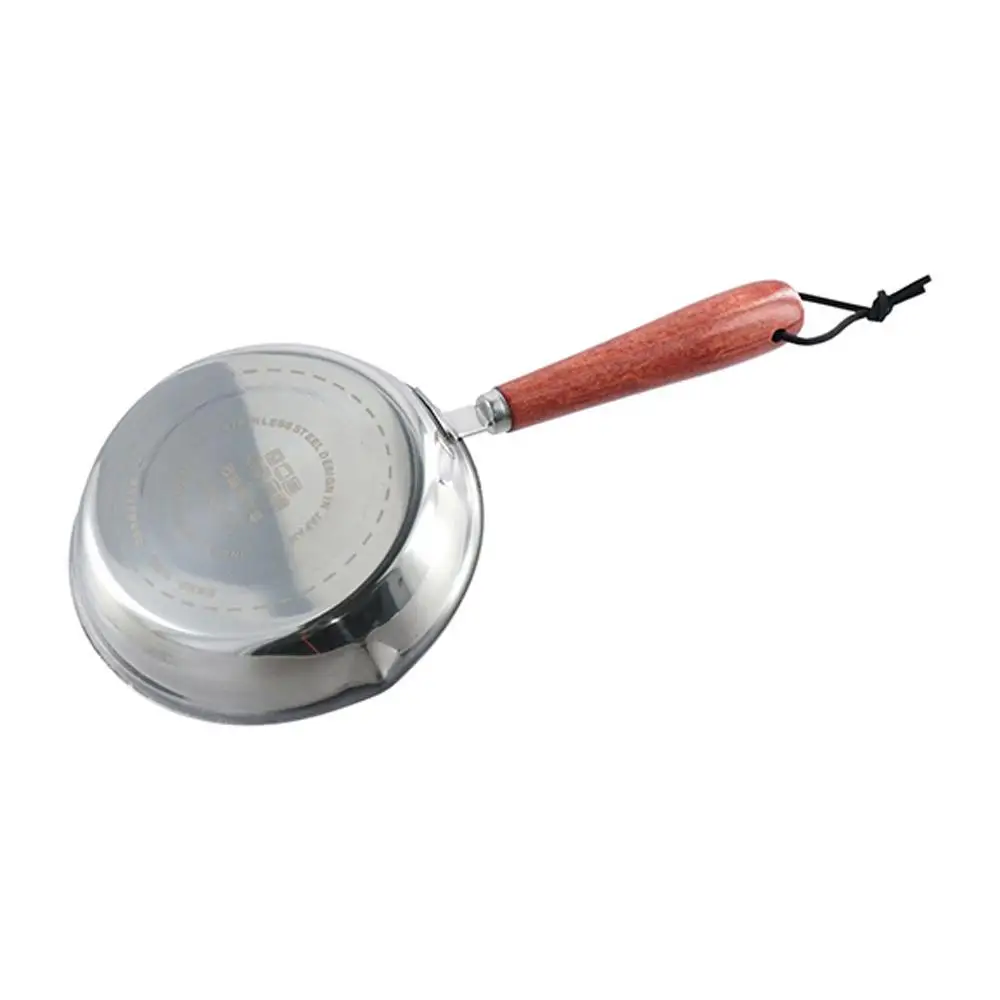 Professional Flat Bottom 304 Stainless Steel Frying Pan Oven Safe Nonstick Cooking Pan 12/16cm Wooden Handle Omelette Pan Home