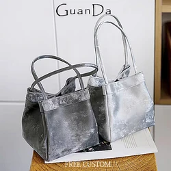 Custom Letters Luxury Design Woman Suede Leather Handbag Lady Fashion Silk Brand Shoulder Bag Party Bucket Bag Cross-body Bags