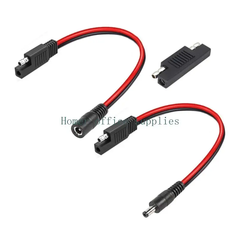 K43B Solar Battery SAE to DC5.5X2.1Mm Cable Kit, 14AWG Male and Female Barrels Connectors Leads, 60Cm Quick Disconnects Set for