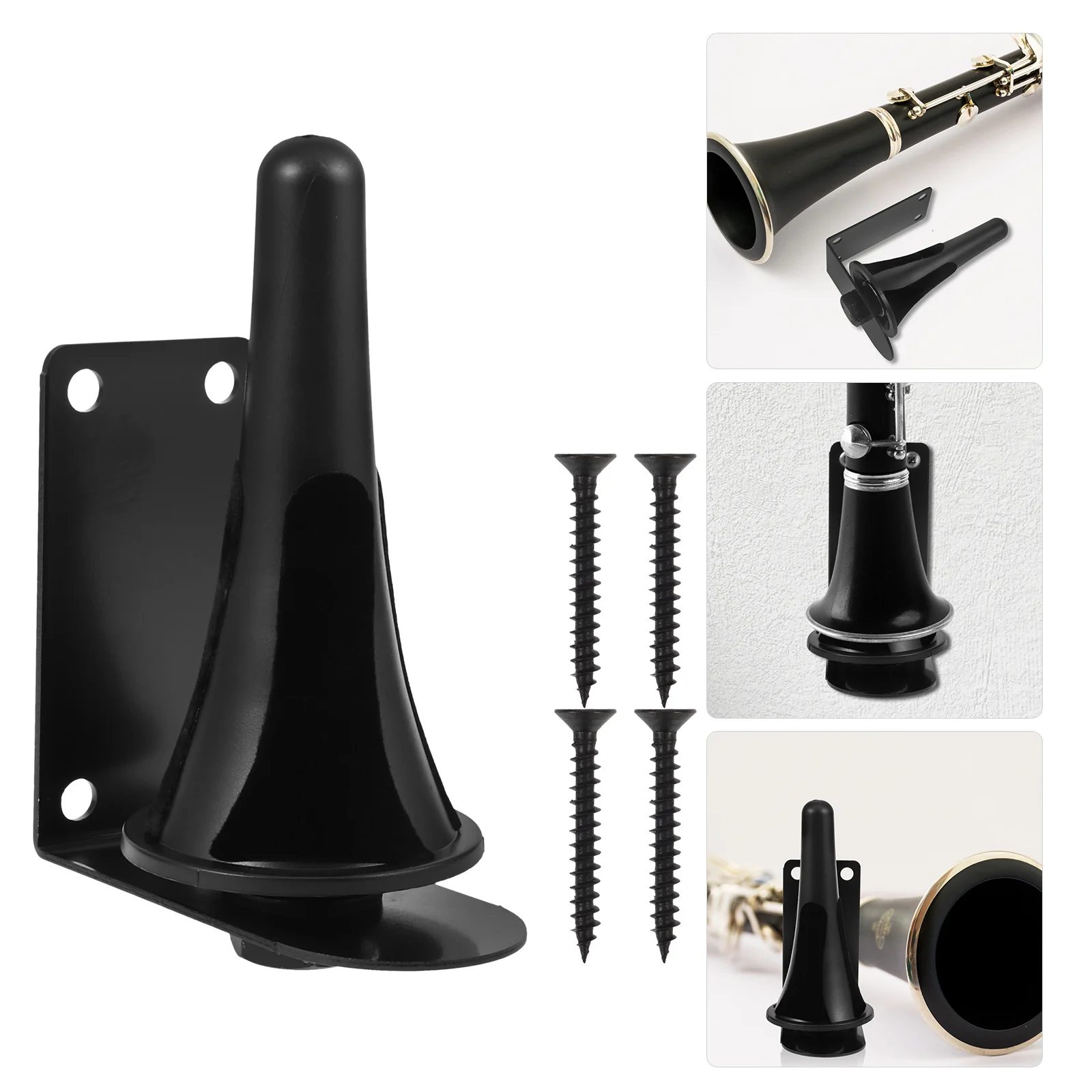 1 Set Black Tube Hanger For Clarinet Flute Wall-Mounted Storage Rack Plastic Iron Hook Holder Music Accessories Flute Stand
