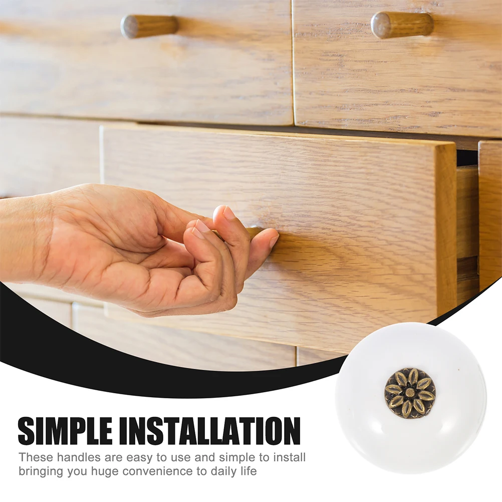 

4pcs Simple Cabinet Doorknob Furniture Knobs Drawer Pulls Handle Kitchen Cupboard Knobs Durable Ceramic Zinc Alloy Easy Install