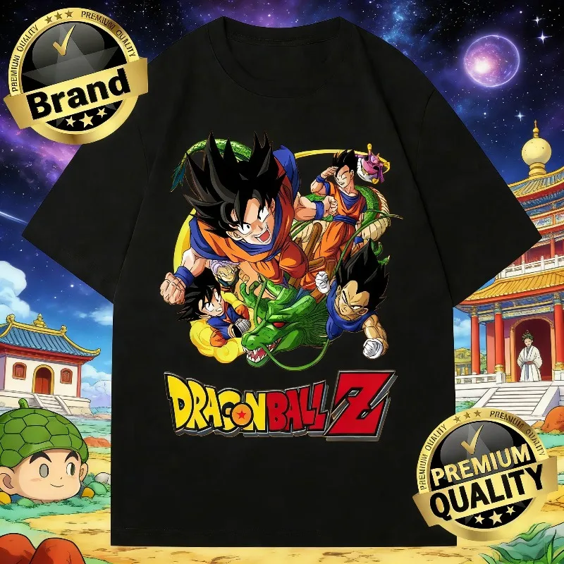 

Летняя футболка унисекс Dragon Ball Z в стиле ретро, 100% хлопок, оверсайз, с классическим принтом, для мужчин, женщин и детей, повседневная, аниме-футболка
