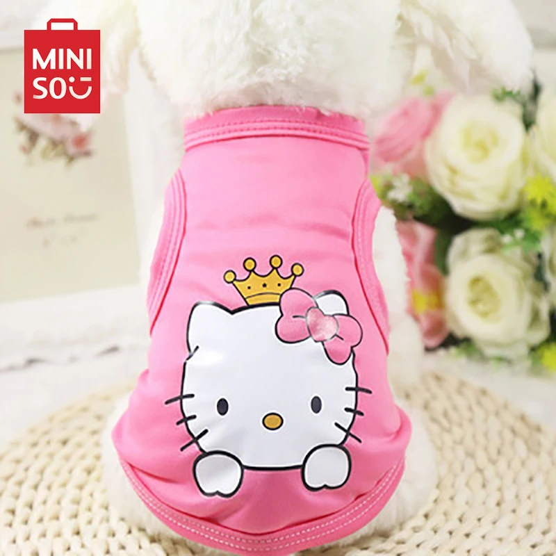 Miniso-ropa de Hello Kitty para mascotas, figuras de Anime Kawaii Sanrio, perro, gato, conejo, lindo disfraz rosa, chaleco de cachorro de verano,