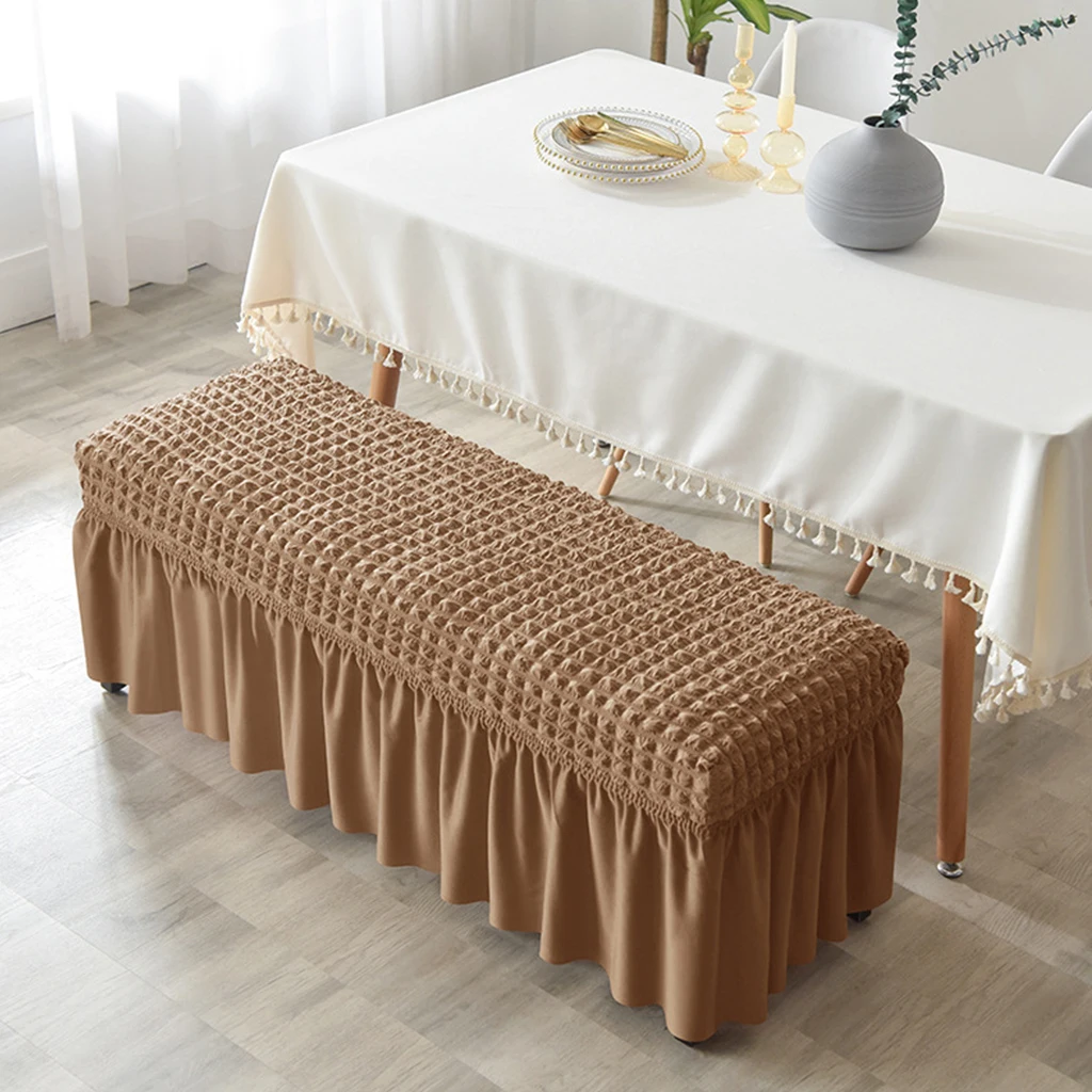 Bench Cover Ottoman Cover Foot Stool Slipcover Rectangle Stretch 3D Seersucker Folding Storage Stool Furniture Protector