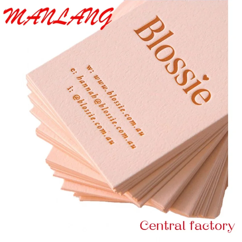 Custom  High Quality Custom Design Luxury  Cotton Paper Cardboard Gold Silver Foil Embossed Pink Business Cards