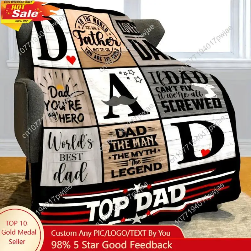 

All-Season Soft Flannel Dad Blanket with Unique Print Design Perfect Father's Day & Birthday Gift for Dad-Father's Day