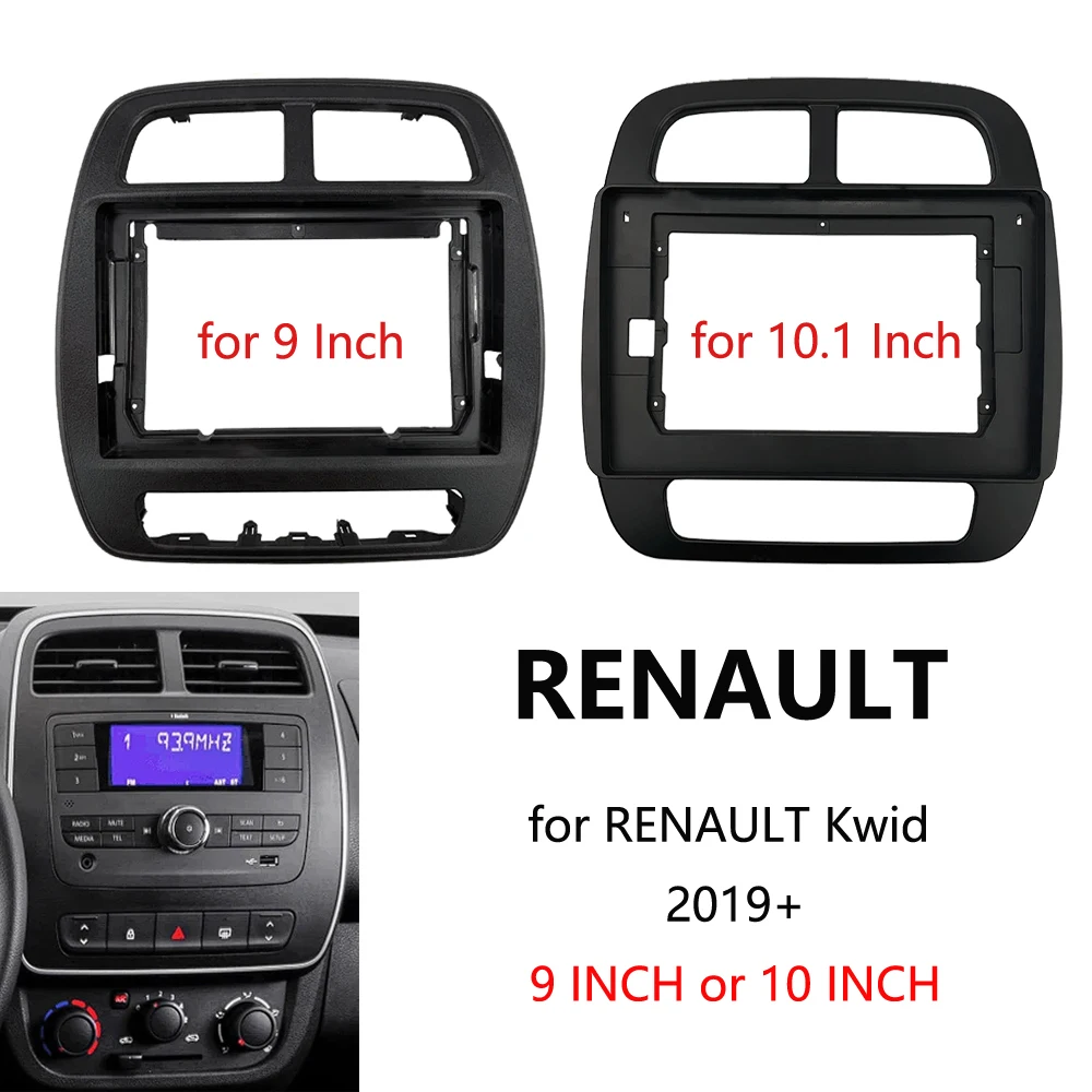 WQLSK 2 Din 9/10,1 pulgadas Panel de Fascia de Radio de coche para Renault Kwid 2019 + marco GPS tablero ABS + PC Kit de ajuste de instalación de plástico