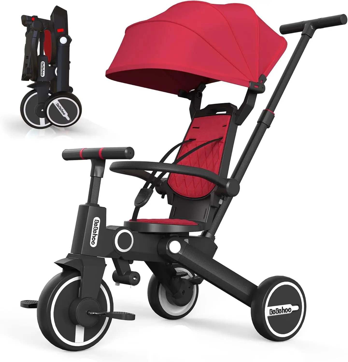 Driewieler Kinderwagen Voor Peuter, Opvouwbare Baby Driewieler, Kinderfiets Met Duwhendel, Peuters Kinderwagen Fiets Met 1 Tot 5 Jaar