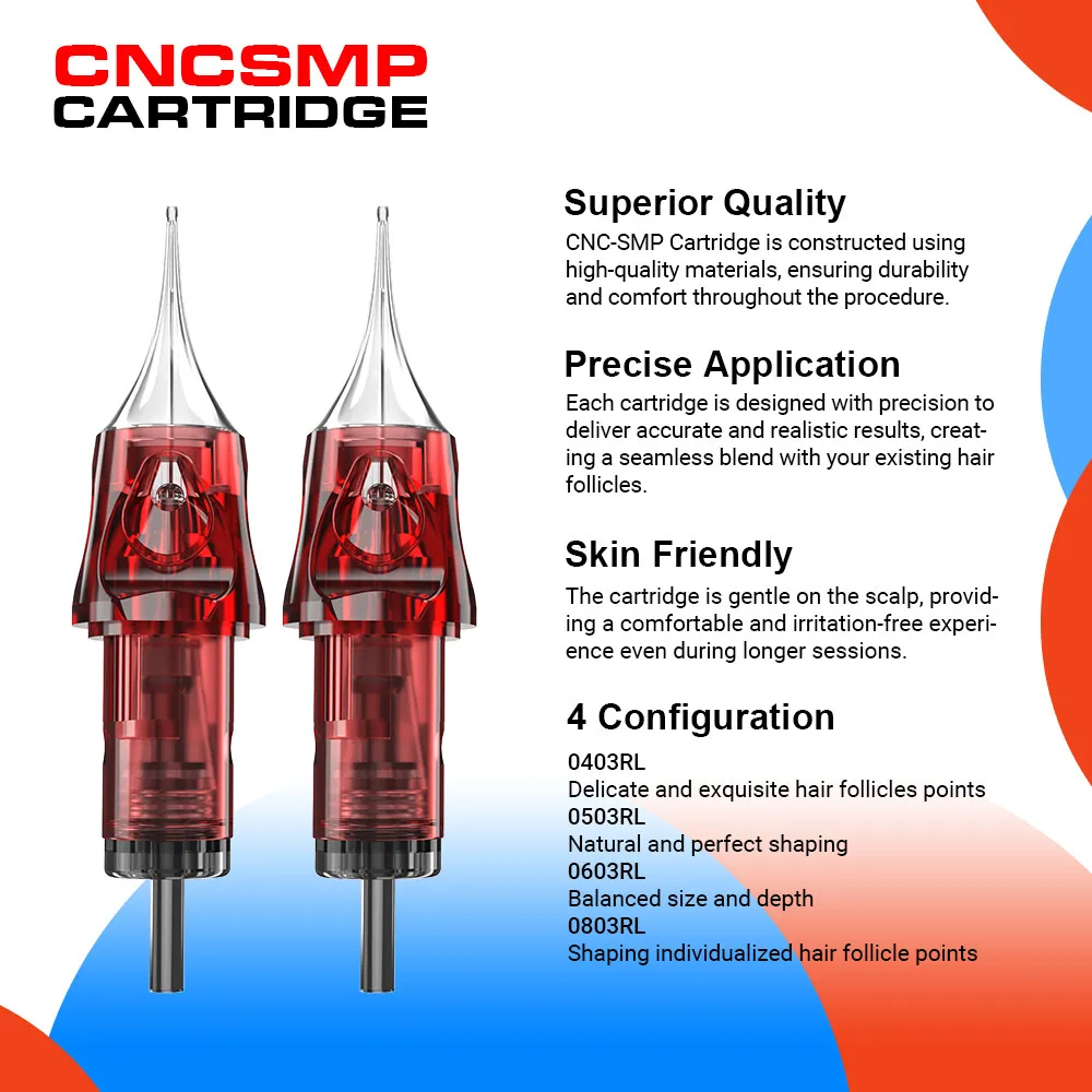 CNC SMP 20PCS Scalp Tattoo Cartridge Disposable Semi-Permanent Eyebrow Lip Makeup SMP Cartridges Tattoo Pen Supplies