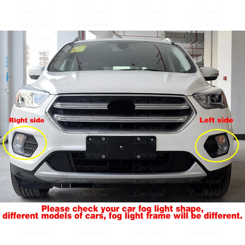 Gloss Black Front Bumper Fog Light Cover Grille For Ford Escape Kuga 2017 2018 2019 Fog Lamp Frame Tuning Accessories
