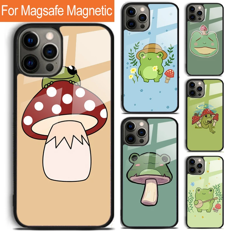 

mushroom frog Phone Case For iPhone 16 15 14 13 12 11 Pro Max Plus Magsafe Magnetic Wireless Charging Cover