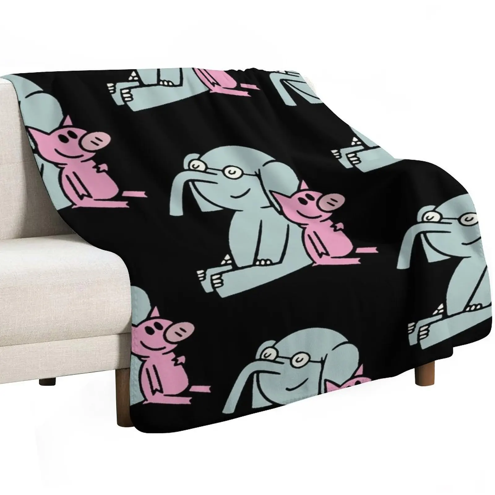 Elephant and Piggie. Gerald and Piggie. Anime transparent sticker, mo willems Throw Blanket Faux Fur Soft Warm Blanket for Bed