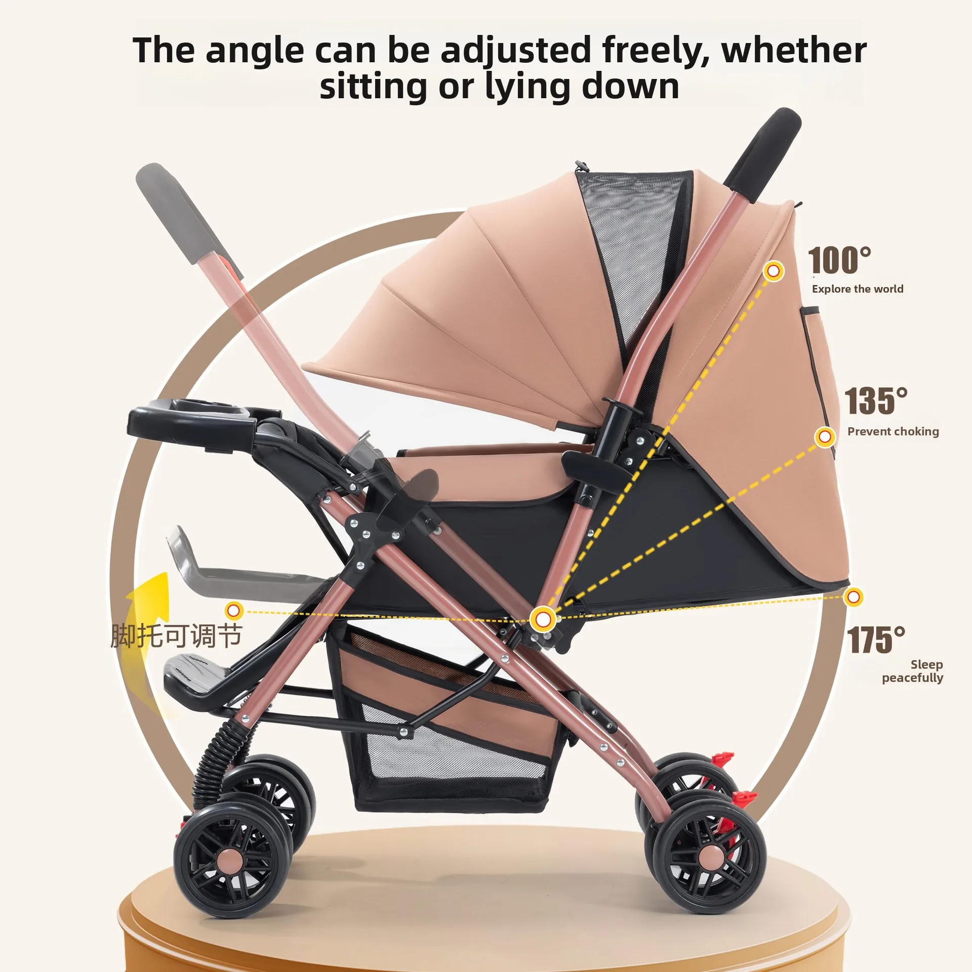 Zwei-Wege-Kinderwagen 2025, neues Modell kann sitzen und liegen, zusammenklappbarer, leichter Kinderwagen mit hoher Sicht, Kinderwagen für 0–3 Jahre