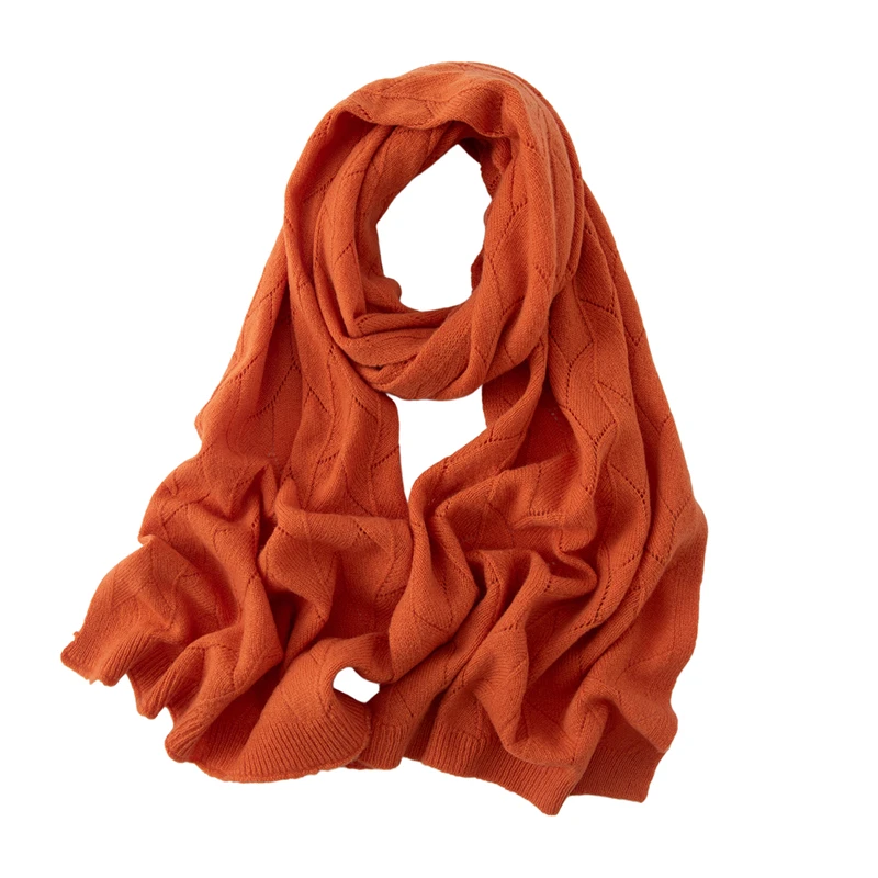 autumn-and-winter-new-100-pure-wool-women's-hollow-fashion-knitted-scarf-neck-protection-warm-thick-scarf