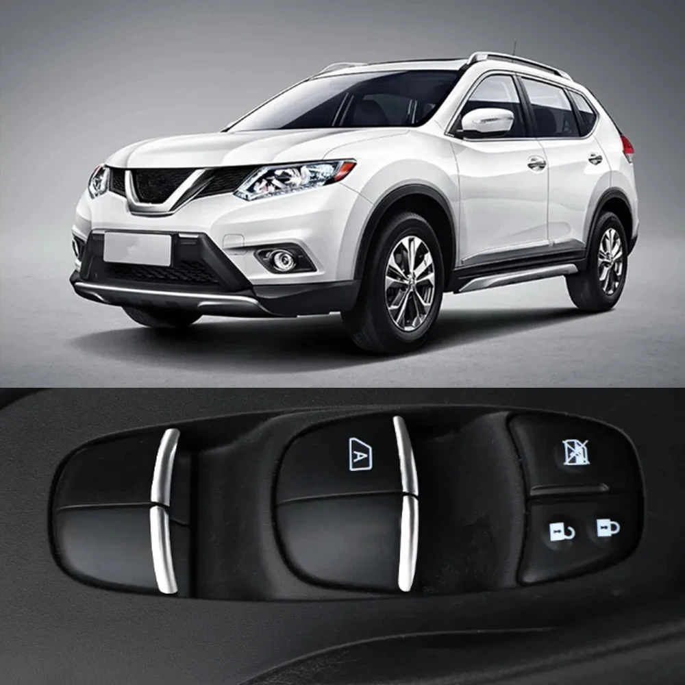 For Nissan X-trail T32 Rogue March Sentra Versa Sunny Teana Altima Juke Kicks Qashiqai J11 7Pcs Car Window Lift Button Sticker