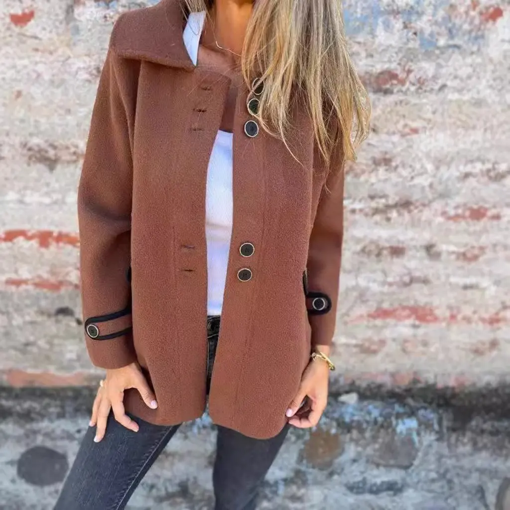 

Women's Single-breasted Lapel Jacket Long-sleeved Autumn Winter New European American Style Fashion