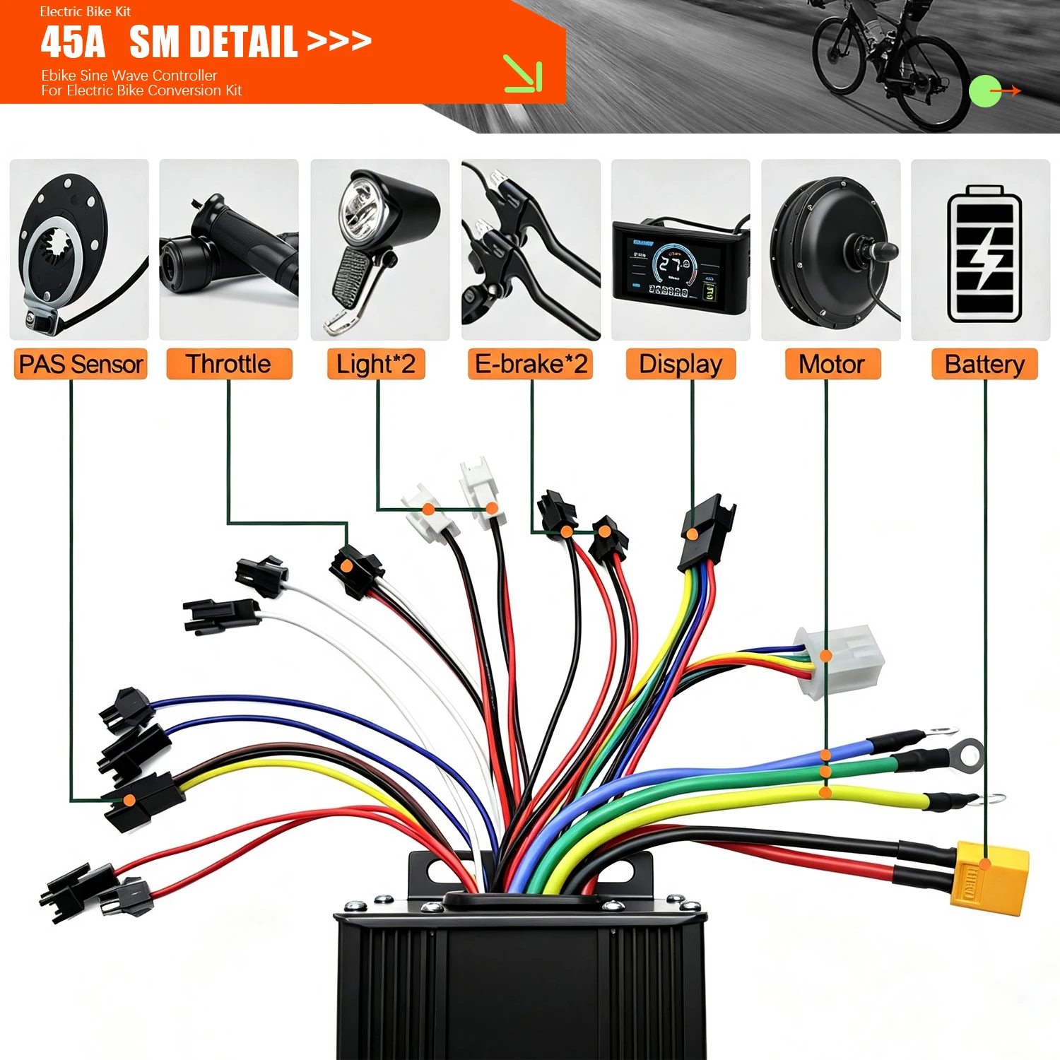 36V/48V/52V/60V/72V E-Bicycle  - Sine Wave Controller 48V 72V 80A recension och pris