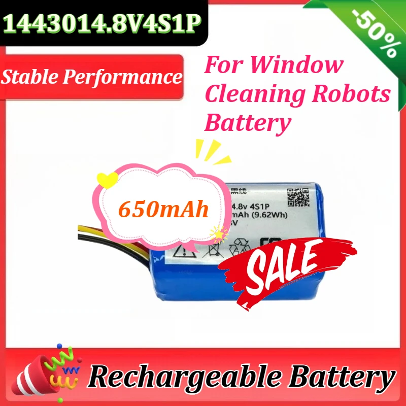 

14.8V 4S1P 650mAh 9.62Wh Upgraded 14430 Rechargeable Lithium Battery Pack for Window Cleaning Robots Battery