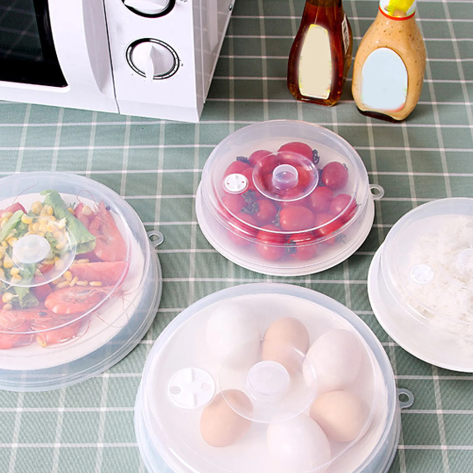 

3 Pcs PP Material Microwave Food Protector Fresh Cover Dish Sealed Storage Refrigerator Oven Heating Reusable Washable Kitchen