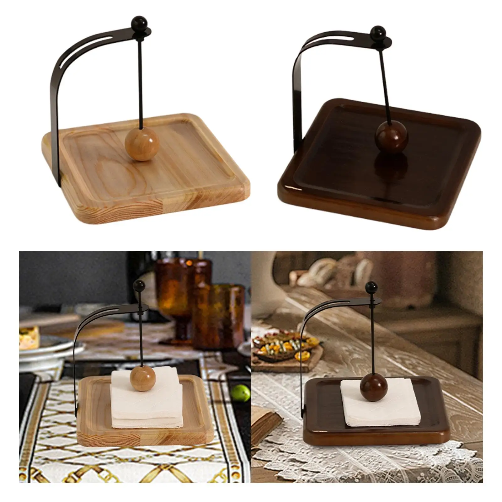 Wood Napkin Holder Creative Multiuse Sturdy Smooth Napkin Clip Tissue Box for Farmhouse Office Home Restaurant Dining Room