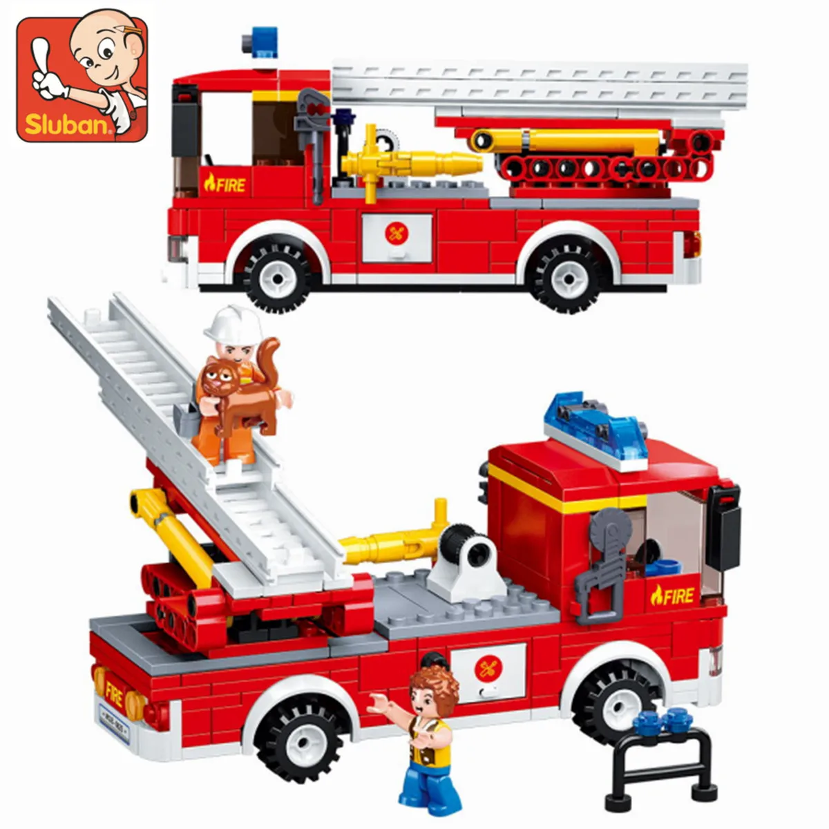 Sluban Building Block Toys City Fire Fighter 269PCS Bricks B0625 Aerial Ladder Fire Truck Compatbile With Leading Brands