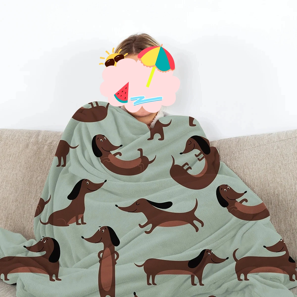 Christmas Gifts Dachshund Dog Flannel Blanket Cute Puppy Pattern Soft Cozy Throw Blankets for Couch Bed Living Room Bedroom
