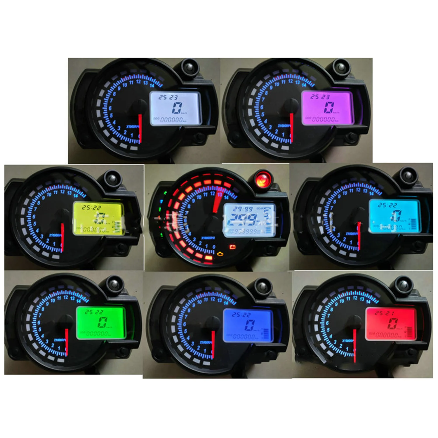 دراجة نارية LCD لوحة القيادة الرقمية ل KOSO RX2N عداد السرعة استبدال عداد المسافات متر أداة قابل للتعديل ماكس 299 كيلومتر/ساعة 7 ألوان