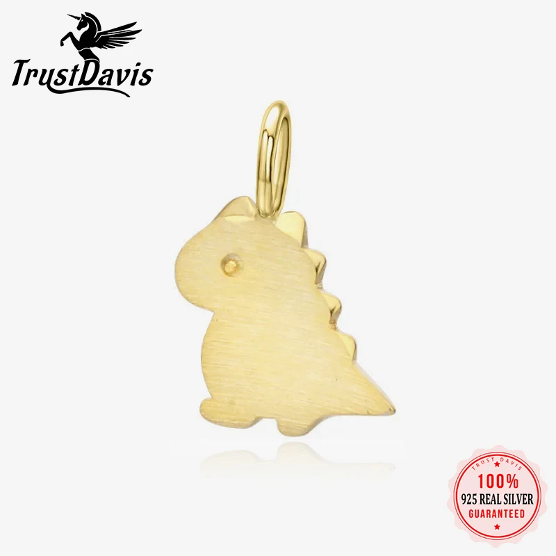 

TrustDavis Настоящее серебро 925 пробы индивидуальная Мода милый динозавр Очаровательная подвеска ручной работы DIY аксессуары Оптовая продажа DZ47