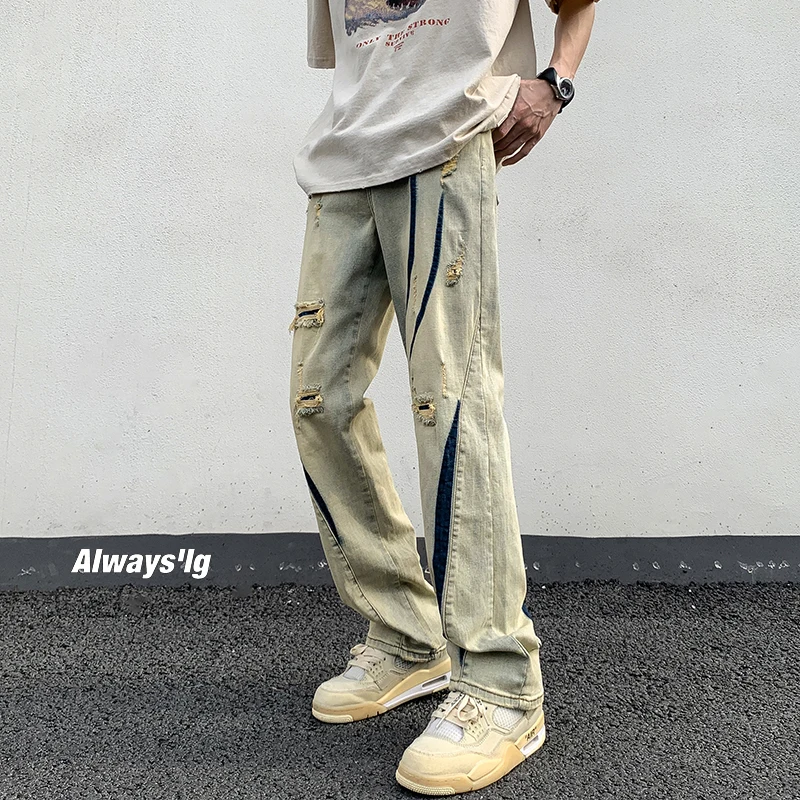 

Мужские джинсы Yellow Clay, повседневные, облегающие, в американском стиле, весенне-осенние, прямые, износостойкие, молодежные, модные