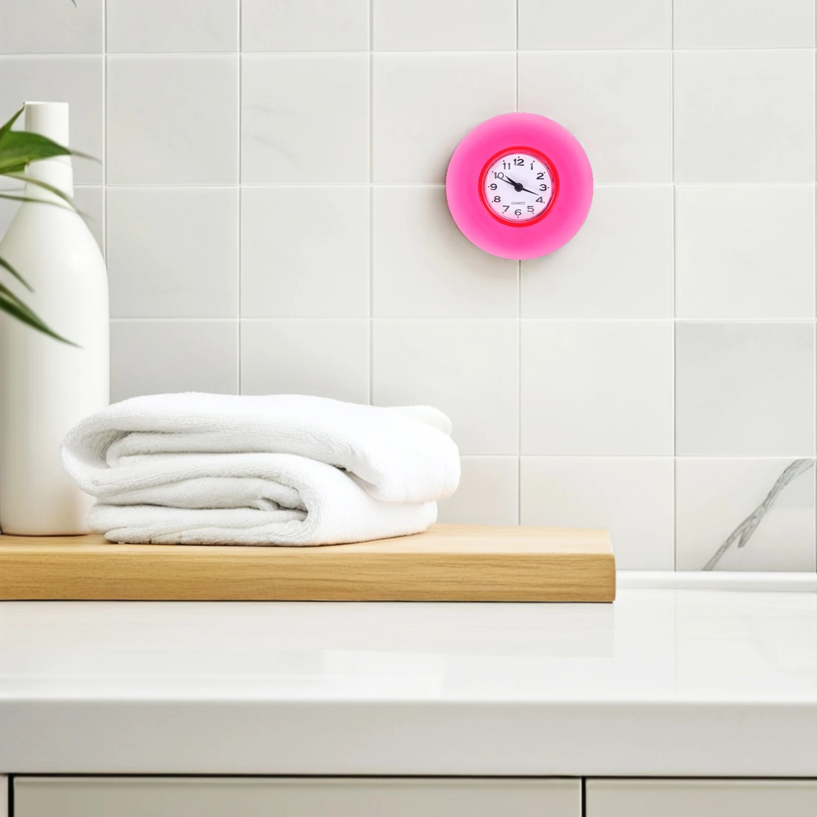 

Bathroom Suction Clock Waterproof Silent Wall Timer Decorative Plastic Mirror Display Shower Modern Stylish Bathroom Clock